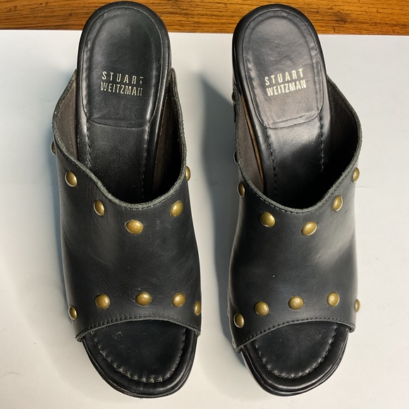 Stuart Weitzman Brown Studded Mules - Picture 1 of 13